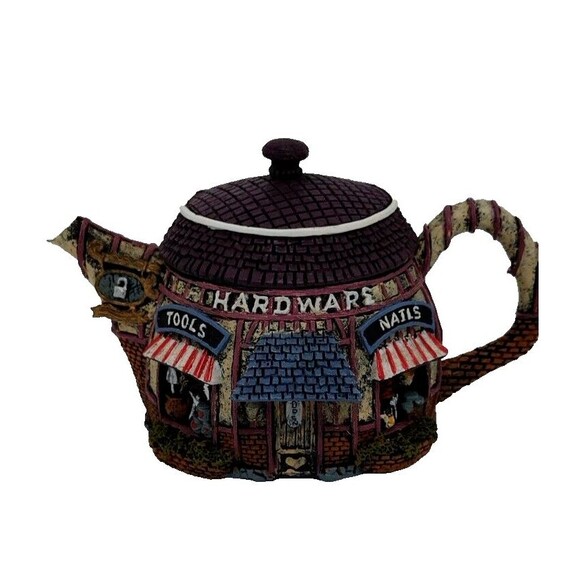 Hometown Cottage Mini Teapot Votive Holder Hardware Store Figure With Lid VTG - Picture 1 of 12
